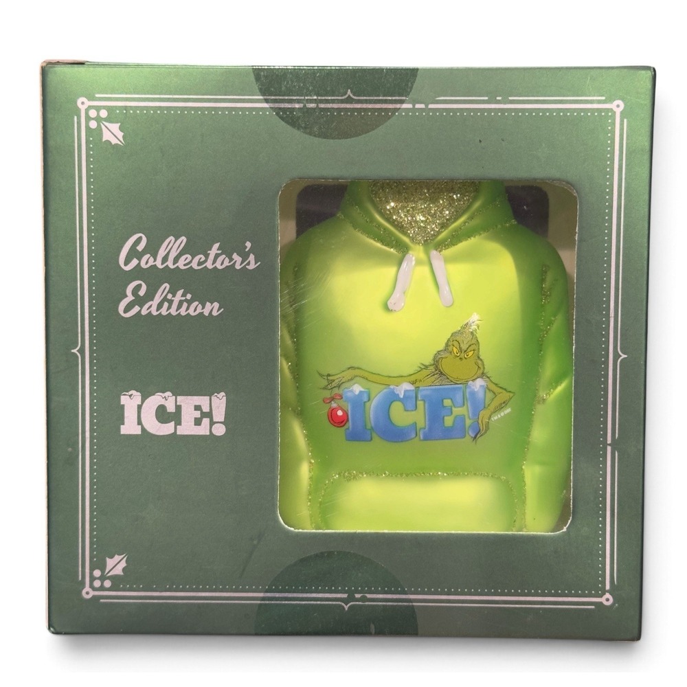 Dr Seuss The Grinch Collectors Edition Green Sweatshirt Ornament Htf